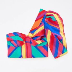 FARM Rio Brunas Stripe One-Shoulder Cotton Crop Top